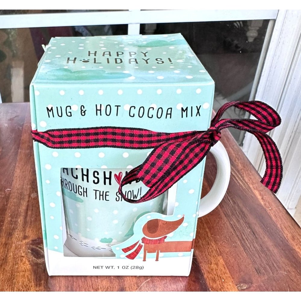 Christmas Dachshund Cup Cocoa Mix Through Snow Long Winter Weenie Dog New READ